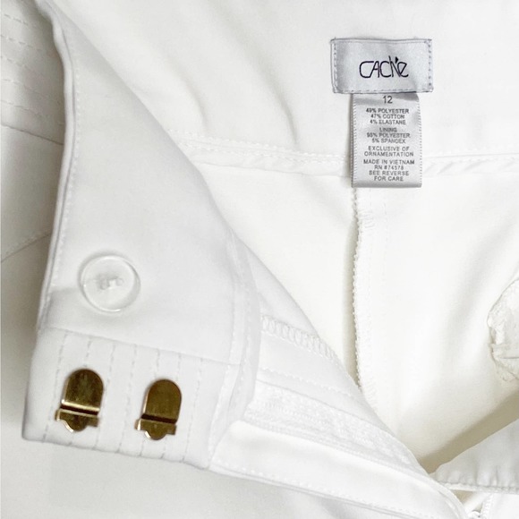 Vintage Cache White Flat Front Dress Pants Size 12 - Picture 4 of 6